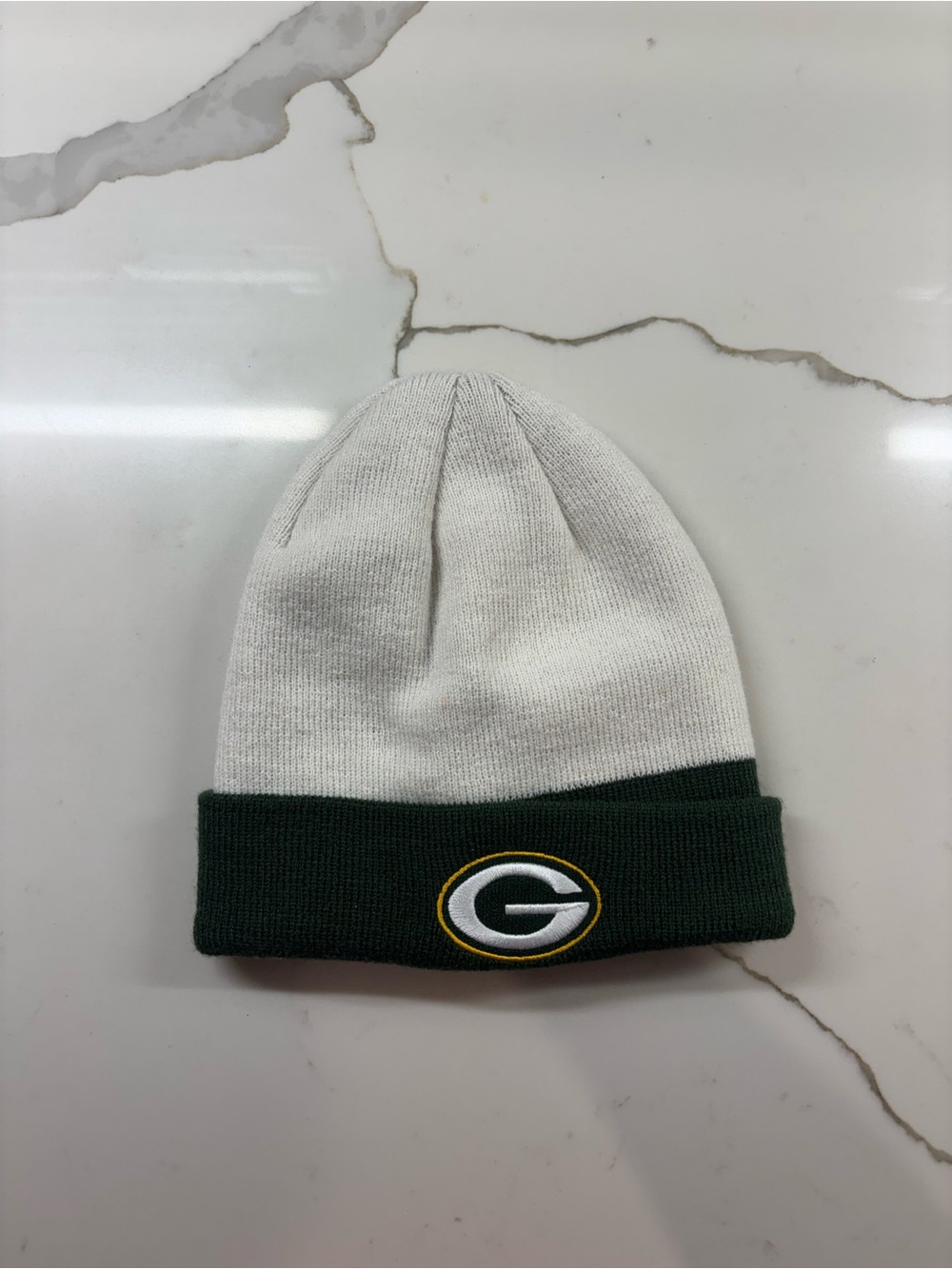 Green Bay Packers Two-Tone Cuffed Beanie - White and Dark Green